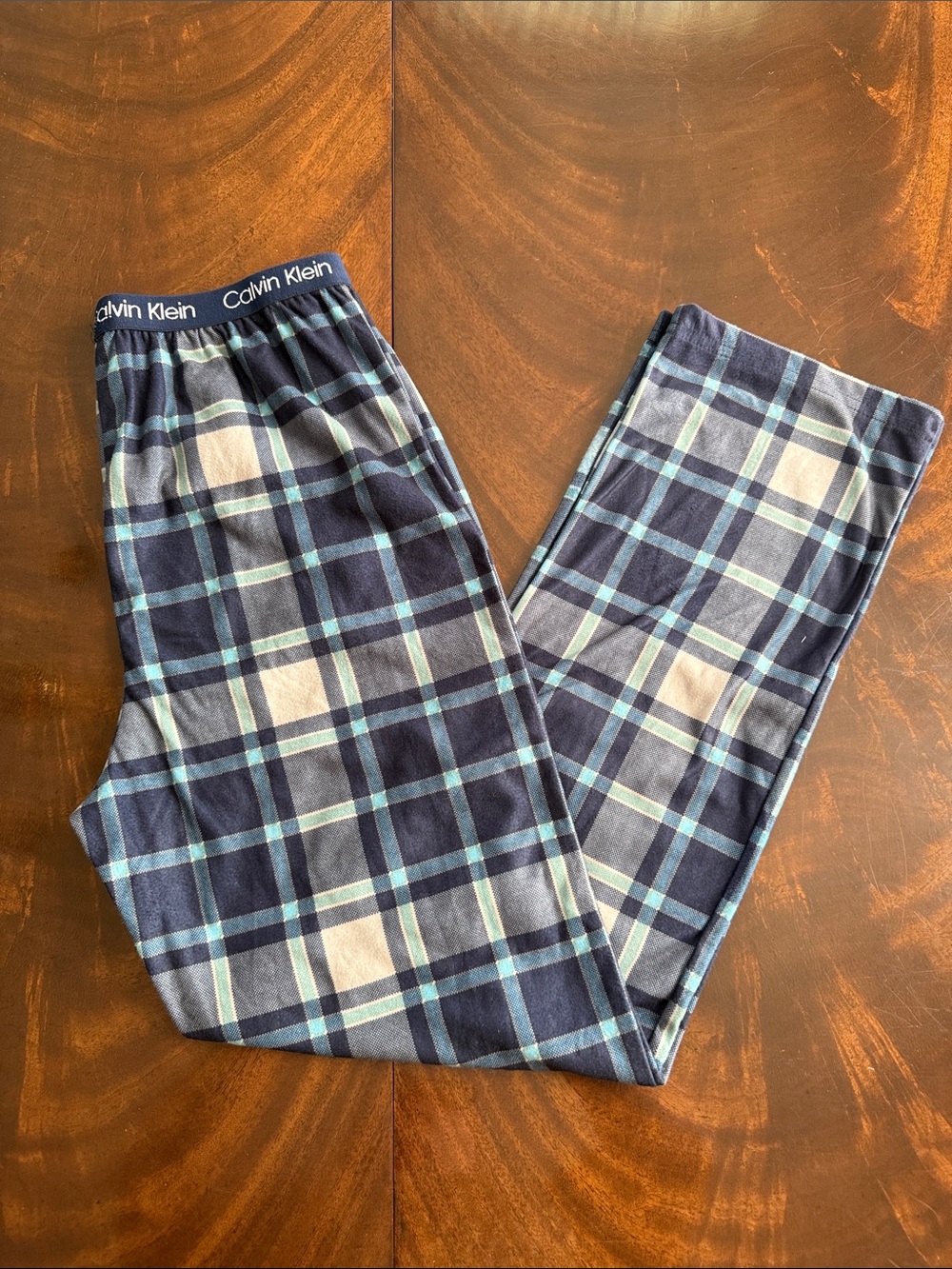Calvin Klein Boys’ Navy and Light Blue Plaid Lounge Pants